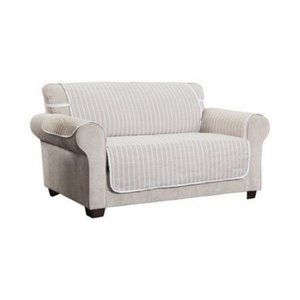 Home Harper Striped Loveseat Furniture 46" Cover Slipcover - Natural